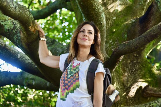 Julia Bradbury explores a forest for TV series Cornwall And Devon Walks