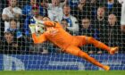 Allan McGregor saves from the spot but couldn't stop Rangers going down to defeat against Napoli