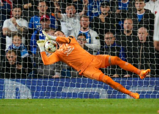 Allan McGregor saves from the spot but couldn't stop Rangers going down to defeat against Napoli