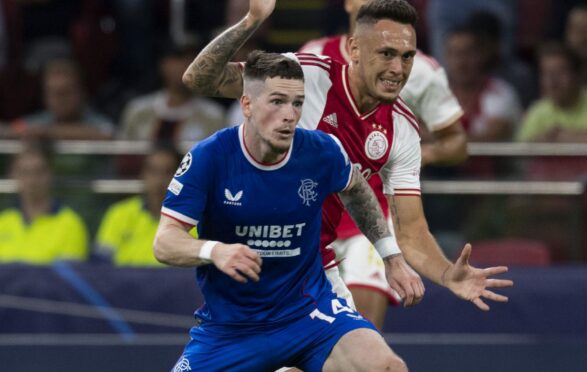 Ryan Kent in action during the mauling in Amsterdam by Ajax
