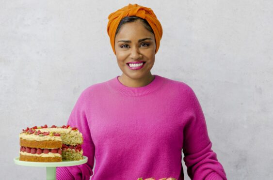 Nadiya Hussain with a delicious selection of her sweet treats