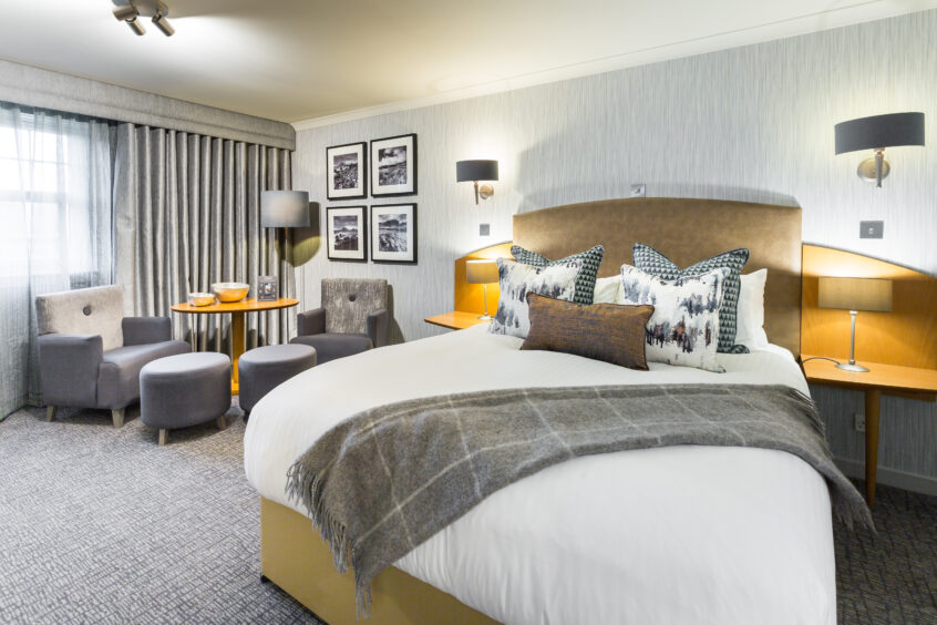 A photo of the inside of one of the hotel rooms at Auchrannie, which was named Scotland’s best staycation at the Prestige Hotel Awards in May 2022