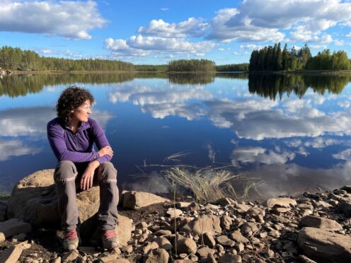 Sarah Marshall savours the 
lakeside view 
in Dalarna.
