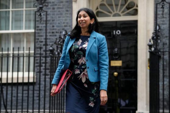 Home Secretary Suella Braverman leaves No 10 after the first meeting of new PM Rishi Sunak’s Cabinet on Wednesday