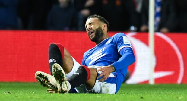 Connor Goldson after sustaining the thigh injury that has laid him low
