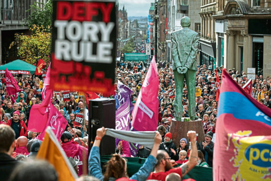 Thousands of protesters take to the streets of Glasgow to protest against the cost of living crisis and the UK Government.