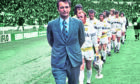 Brian Clough leads Leeds out at Wembley in the 1974 Charity Shield