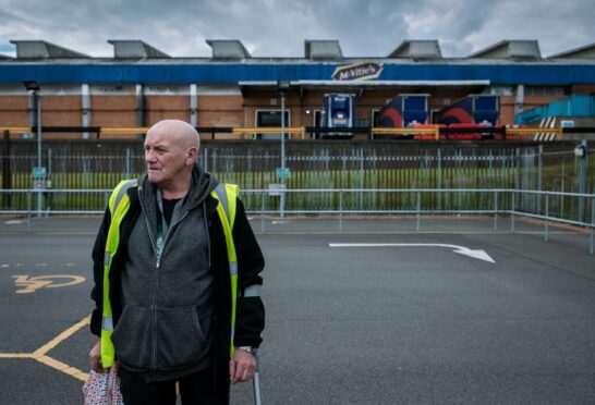 Worker Pat McHugh outside  McVitie’s in Tollcross after it closes on Thursday.