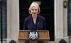 Prime Minister Liz Truss making a statement outside 10 Downing Street, London, where she announced her resignation as Prime Minister.