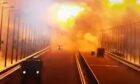 Footage of the huge explosion on the Kerch bridge linking Russia and Crimea yesterday morning