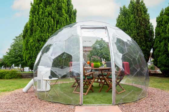 Private dining pod in Cairndale Hotel garden