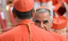 Cardinal Angelo Becciu, who has been accused of money-laundering and other crimes, at a service to create new cardinals in the Vatican in August