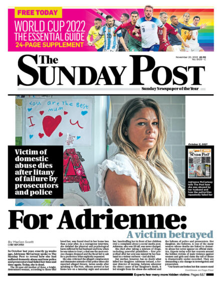 Adrienne McCartney spoke of her ordeal in The Sunday Post last year. She died earlier this year.