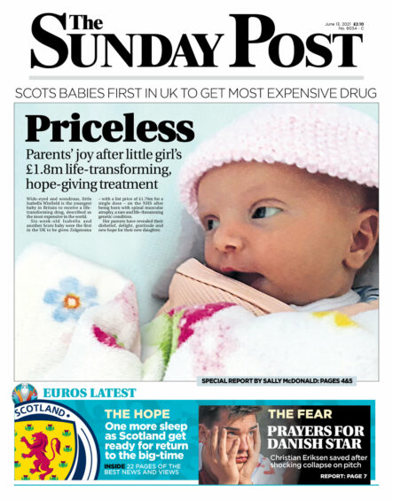 The Sunday Post front page reports the landmark treatment in June 2021
