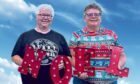 Val McDermid, left, and wife 
Jo Sharp, Scotland’s Geographer Royal, enjoy Christmas by the pool.