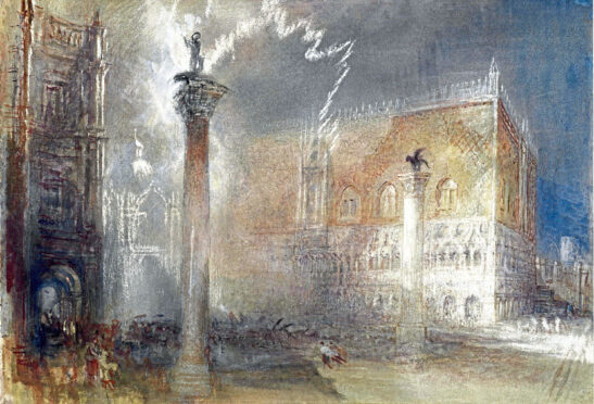 Turner’s depiction of a storm in The Piazzetta, Venice, 1840, as featured in Scottish National Gallery exhibition.