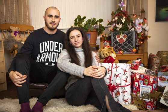 Vadym Zakladnyi and Daria Mosiienko prepare to spend Christmas in Scotland after the Findlays offered refuge