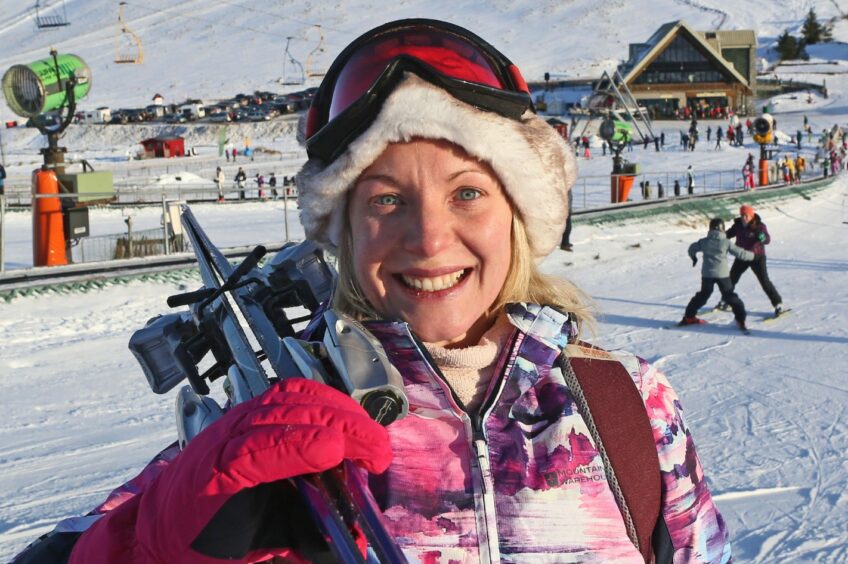 Lauren Sinclair enjoys the snow at the Lecht ski centre