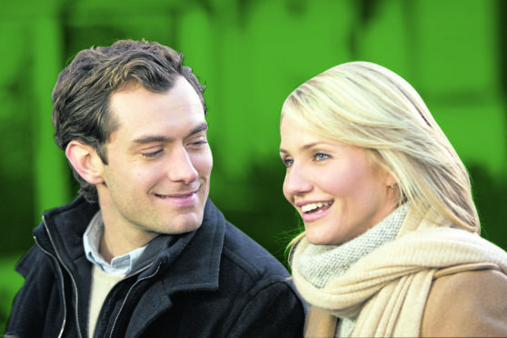 Jude Law and Cameron Diaz in The Holiday; where the characters meet during a home-swap Christmas holiday