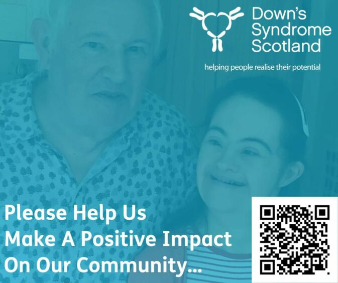 The Down's Syndrome Scotland logo, a donation to them is the perfect Christmas charity gift.
