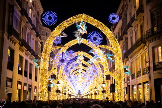 Visitors enjoy the Christmas lights on 
La Calle Larios.