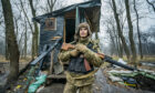 Ukrainian soldier in Donetsk on Friday