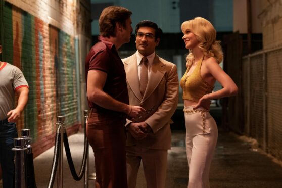 Dan Stevens, Kumail Nanjiani and Nicola Peltz Beckham in Welcome To Chippendales