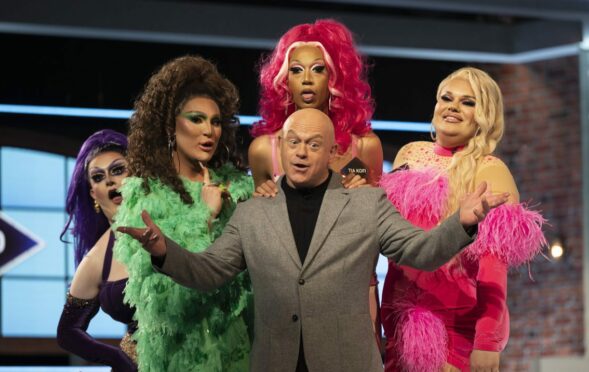 Ross Kemp hosting The Bridge of Lies celebrity special with drag queens Lawrence Chaney, The Vivienne, Tia Kofi and Kitty Scott-Claus