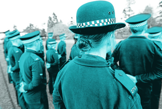 Recruits at the Scottish Police College in Tulliallan, Fife