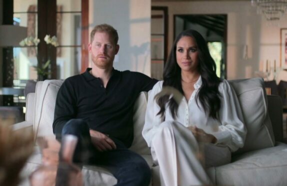 Royal couple Harry and Meghan at home in their mansion in Montecito, California, in Netflix series