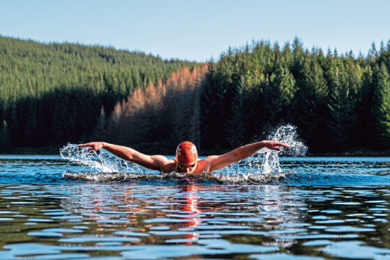 Broadcaster Calum MacLean enjoys a wild swim.