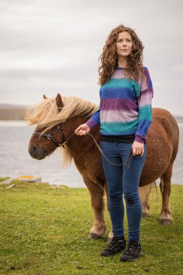 Shetland pony expert Dr Catherine Munro with Merkisayre Skerry