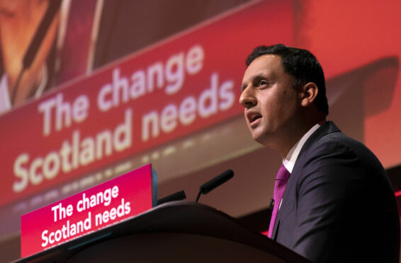 Scottish Labour leader Anas Sarwar speaking on the first day of the Scottish Labour Party Conference in Edinburgh