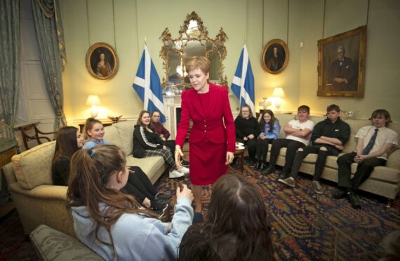 First Minister Nicola Sturgeon meets young people from around Scotland, with experience of care, during a reception at Bute House, Edinburgh.