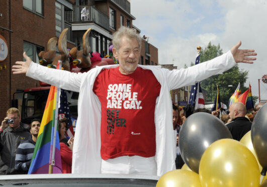 Campaigner Sir Ian McKellen leads Manchester Pride in 2010