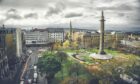 View of St Andrew's square, Edinburgh, Scotland, from the top of Edinburgh Grand Hotel