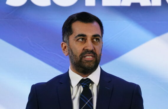 Humza Yousaf speaking at Murrayfield Stadium in Edinburgh, after it was announced that he is the new Scottish National Party leader