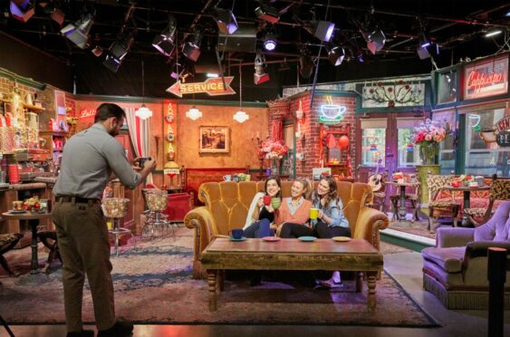 Coffees on the Friends couch at Warner Bros Studios.