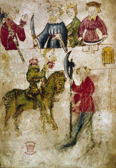 Illustration from Sir Gawain And The Green Knight manuscript