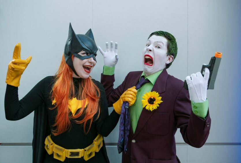 Sophie Albee-Scott, 23, from Glasgow, dressed as Batgirl, and Alan Sunter, 28, from Edinburgh, dressed as the Joker