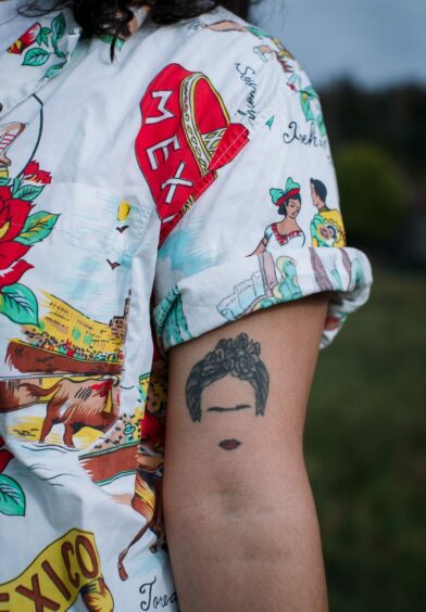 Gabriela Cerda's tattoo of Frida Kahlo