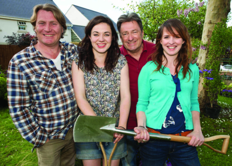 Frances Tophill, second from left, with Love Your Garden’s David Domoney, Alan Titchmarsh and Katie Rushworth in 2012