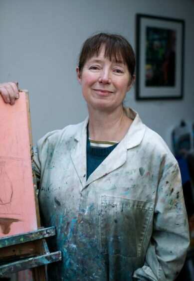 Artist Lesley Banks in her Glasgow studio