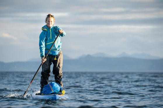 Cal Major on her paddleboard just north of Applecross in Wester Ross