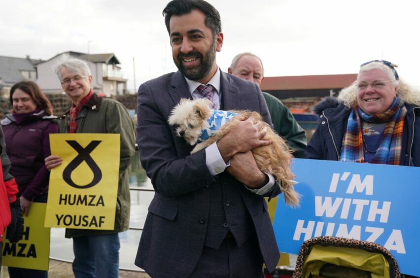 SNP leadership candidate Humza Yousaf during a visit to Arbroath 