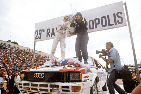 Michele Mouton and Fabrizia Pons celebrate in 1982.