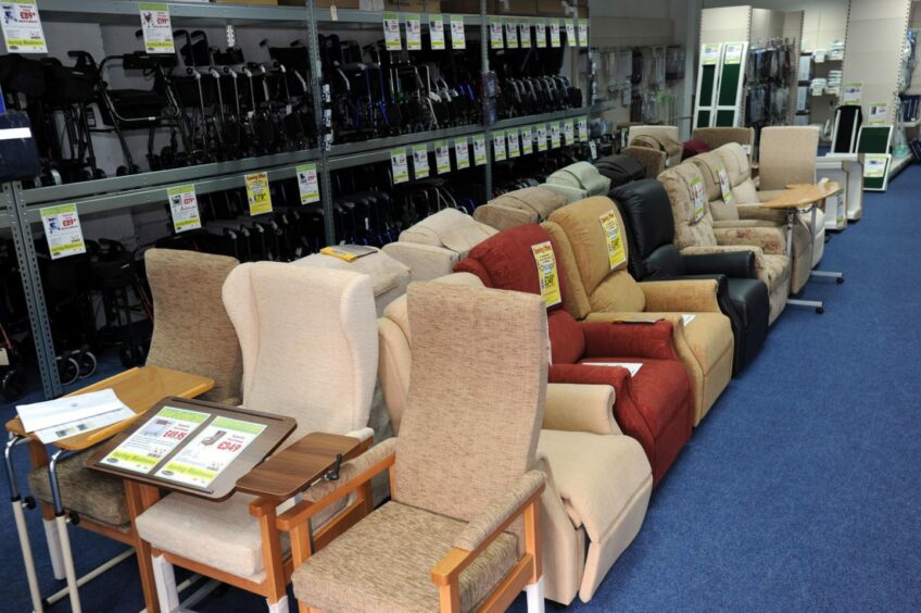 Rising recliner mobility aid at Ableworld Paisley.