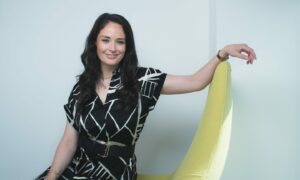 Breakfast show presenter Jennifer Reoch at Heart’s Glasgow studios