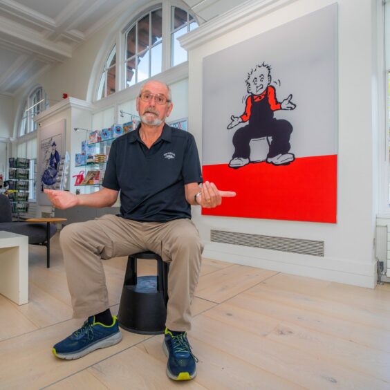 John takes on a classic Oor Wullie pose