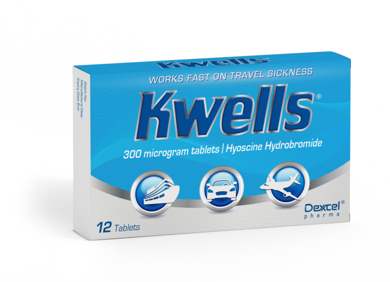 A photo of Kwells travel sickness tablets.